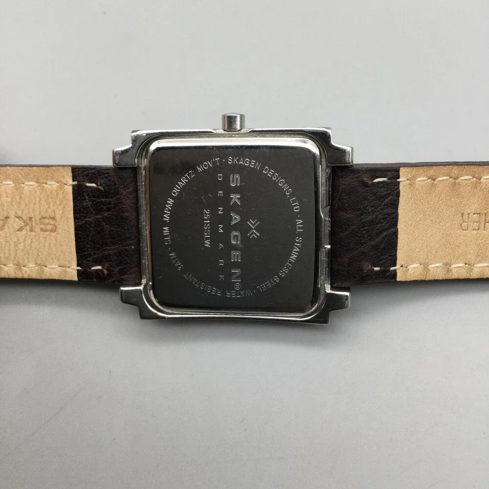 Skagen Womens Watch 29mm White Dial Brown Leather Stainless 251SSLMW New Battery
